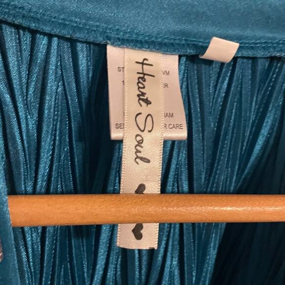Heart Soul Tank Top Womens Medium Blue Pleated Jewel Neck Embellished Party Y2K - Picture 2 of 8
